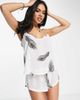 Bluebella Bluebella Laurel chiffon cami and shorts set in cream leaf print-White - 4