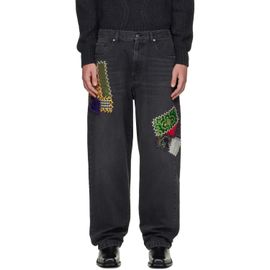 BLUEMARBLE BLUEMARBLE Black Embroidered Patchwork Jeans