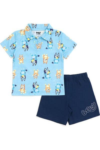 BLUEY BLUEY 2-Piece Polo and Shorts Set