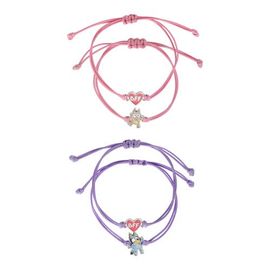 BLUEY BLUEY Adjustable Friendship Bracelet Set, Heart Charm, 4-Pack