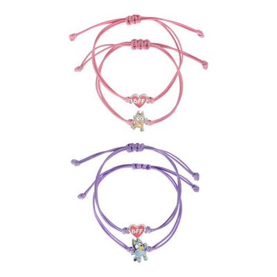 BLUEY BLUEY Adjustable Friendship Bracelet Set, Heart Charm, 4-Pack