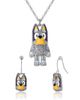 BLUEY BLUEY Pendant Necklace & Fish Hook Earrings Set, Official License  - 1