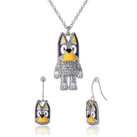 BLUEY BLUEY Pendant Necklace & Fish Hook Earrings Set, Official License 