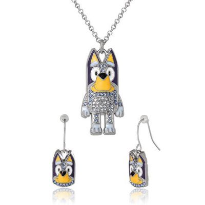BLUEY BLUEY Pendant Necklace & Fish Hook Earrings Set, Official License 