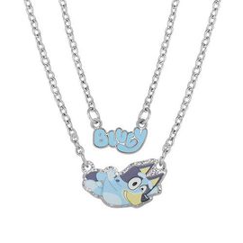 BLUEY Double Layer Pendant Necklace with Bluey Nameplate and Character Charm 