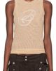 Blumarine Blumarine Beige Rhinestone B Monogram Tank Top - 1