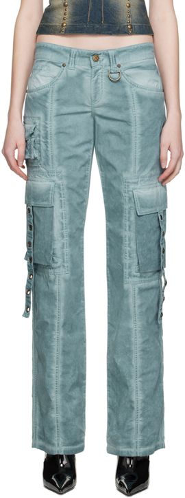 Blumarine Blumarine Blue Eyelet Trousers