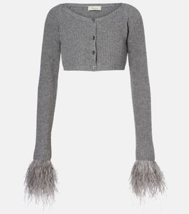 Blumarine Blumarine Cropped ribbed-knit wool cardigan