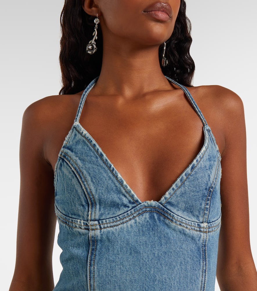 blumarine denim dress Mini denim dress with lace
