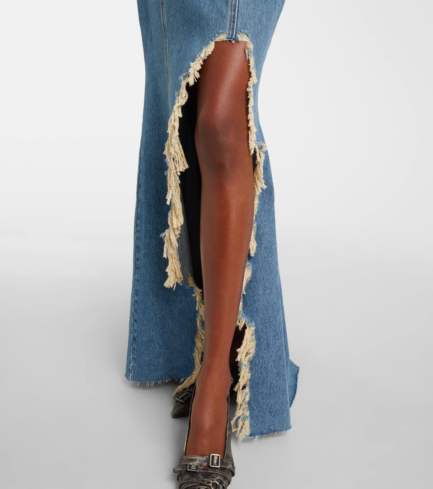blumarine denim dress BLUMARINE Eyelet Jean Midi Dress