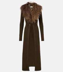 Blumarine Blumarine Feather-trimmed wool cardigan