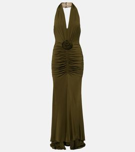 Blumarine Blumarine Floral-appliquÃ© ruched maxi dress