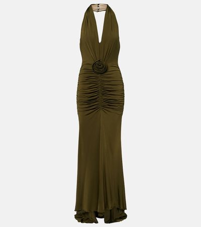 Blumarine Blumarine Floral-appliquÃ© ruched maxi dress