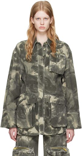 Blumarine Blumarine Green Camo Denim Jacket