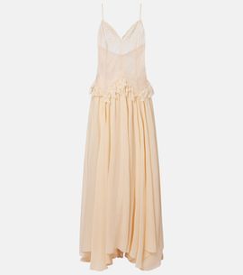 Blumarine Blumarine Lace-trimmed georgette maxi dress