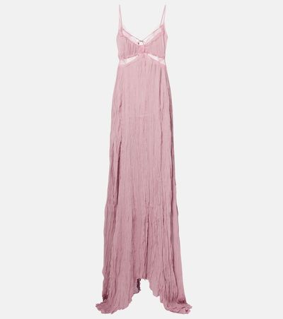 Blumarine Blumarine Lace-trimmed plissÃ© georgette gown