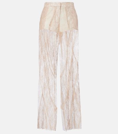 Blumarine Blumarine Lace-trimmed satin wide-leg pants