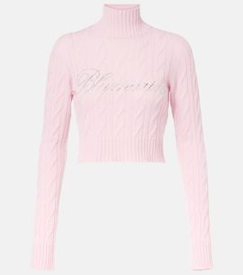 Blumarine Blumarine Logo cropped wool and cashmere sweater