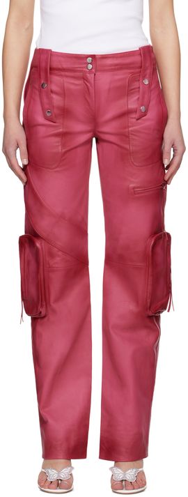 Blumarine Blumarine Pink Spiral Leather Cargo Pants