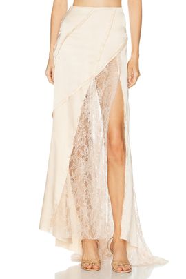 Blumarine Blumarine Satin And Lace Skirt