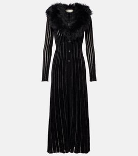 Blumarine Blumarine Shearling-trimmed striped cardigan
