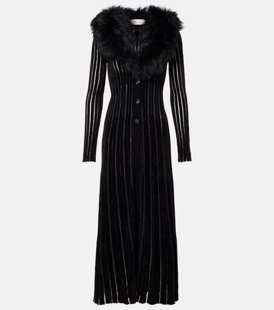 Blumarine Blumarine Shearling-trimmed striped cardigan