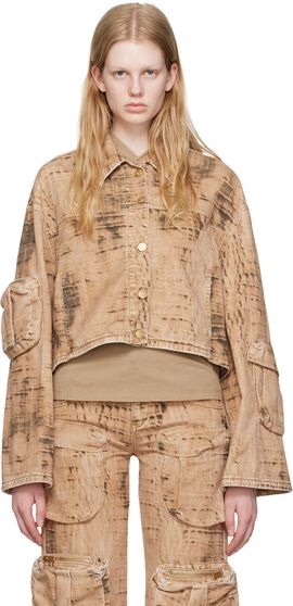 Blumarine Blumarine Tan Camouflage Denim Jacket
