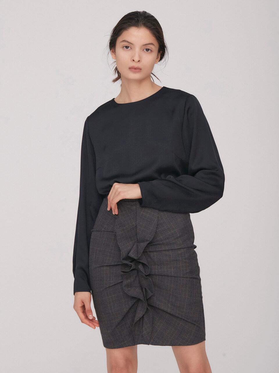 BLUV Check Skirt_Charcoal
