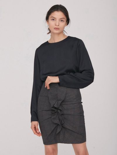 BLUV Check Skirt_Charcoal
