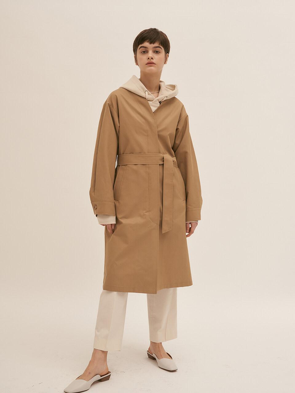 BLUV Collarless Trench Coat Beige