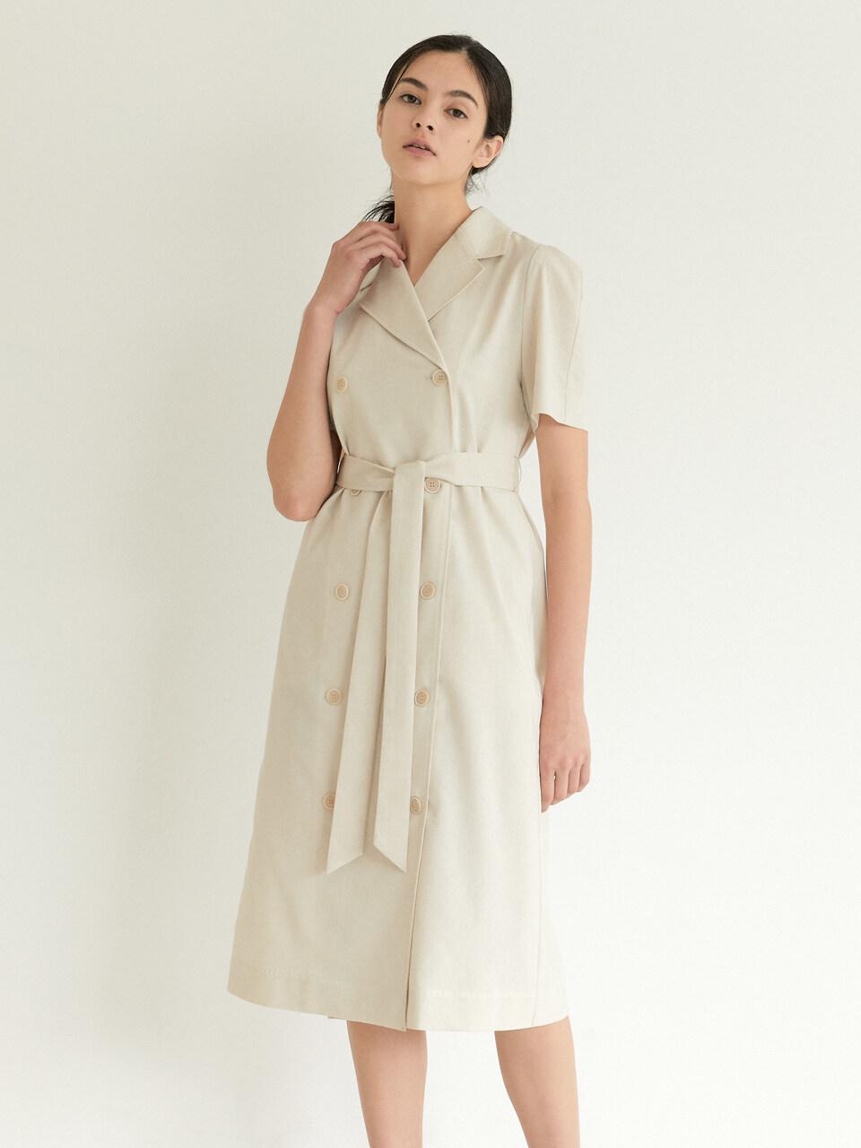 BLUV Double Button Dress Light Beige