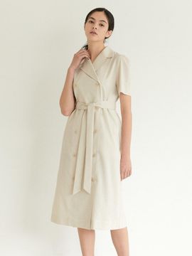 BLUV Double Button Dress Light Beige