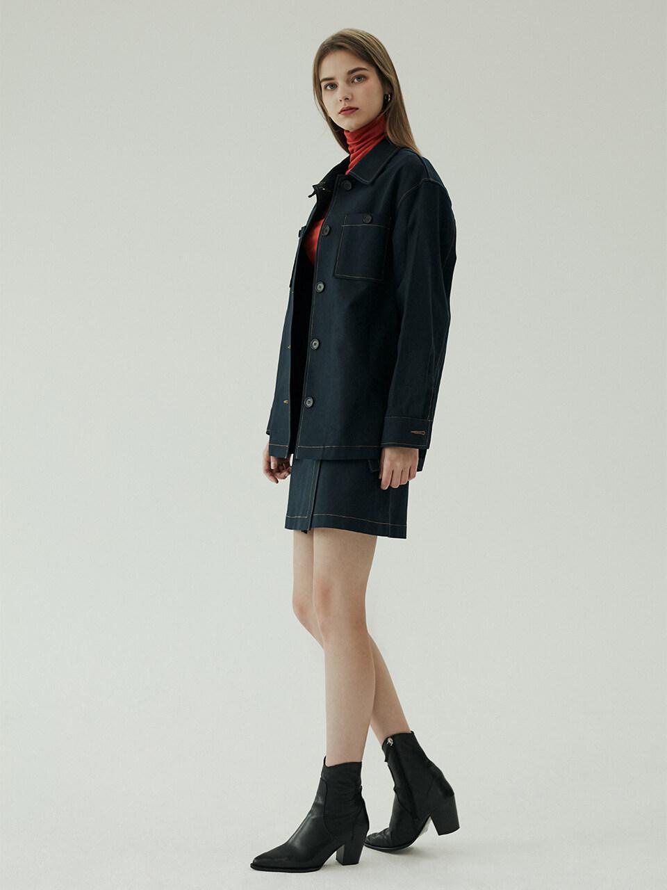 BLUV Femme belted wrap skirt navy