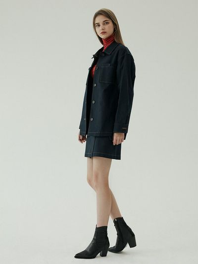 BLUV Femme belted wrap skirt navy