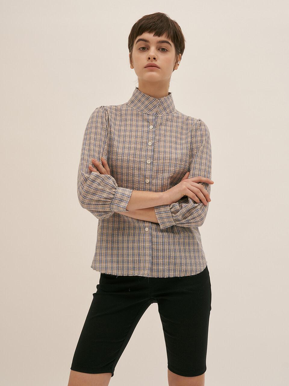 BLUV High Neck Check Blouse