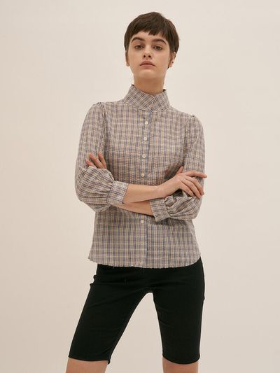 BLUV High Neck Check Blouse