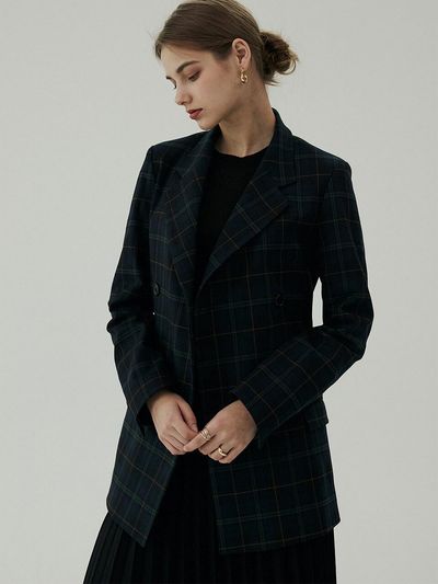 BLUV Marianne Double Jacket Navy Checked
