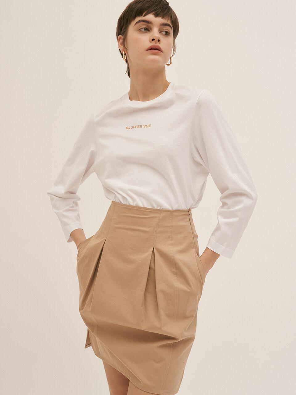 BLUV Pleated Mini Skirt Beige
