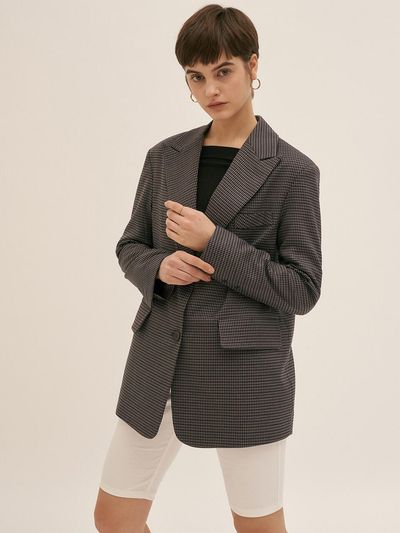 BLUV Signature Two Buttons Check Jacket Gray