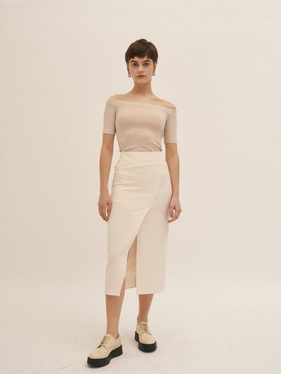 BLUV Slit Midi Skirt Cream