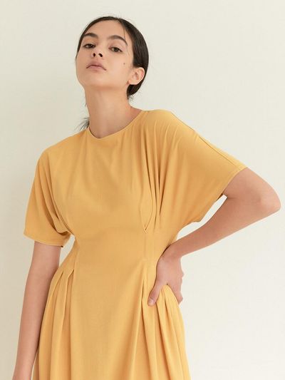BLUV Stitch Doman Sleeve Dress Mustard