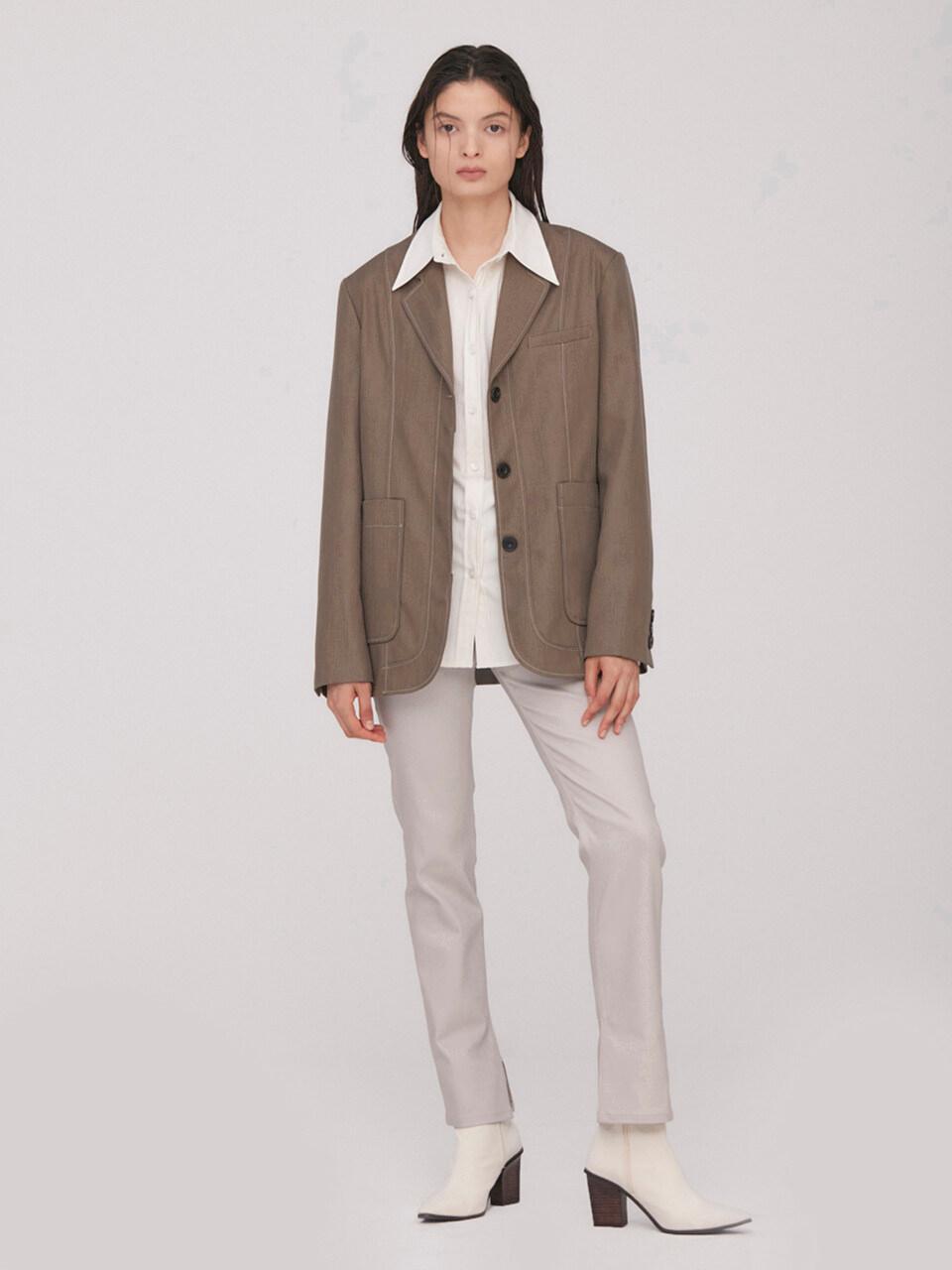 BLUV Stitch Pointed Jacket_Brown