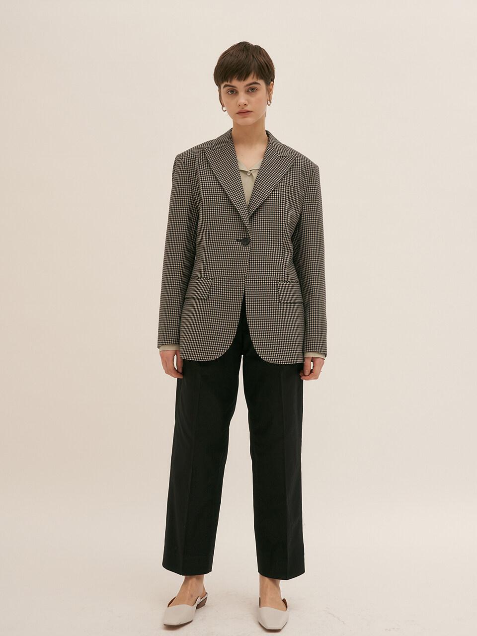 BLUV Waisted Silhouette Check Jacket Gray