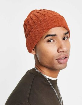 Boardmans Boardmans ribbed beanie hat in orange