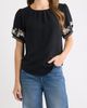 Bobeau Bobeau Embroidered Sleeve Peasant Top - 1