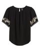Bobeau Bobeau Embroidered Sleeve Peasant Top - 5