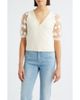 Bobeau Bobeau Floral Appliqué Short Sleeve Surplice Sweater - 1