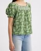 Bobeau Bobeau Leaf Print Smocked Yoke Top - 3