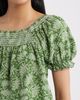 Bobeau Bobeau Leaf Print Smocked Yoke Top - 4