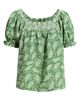 Bobeau Bobeau Leaf Print Smocked Yoke Top - 5